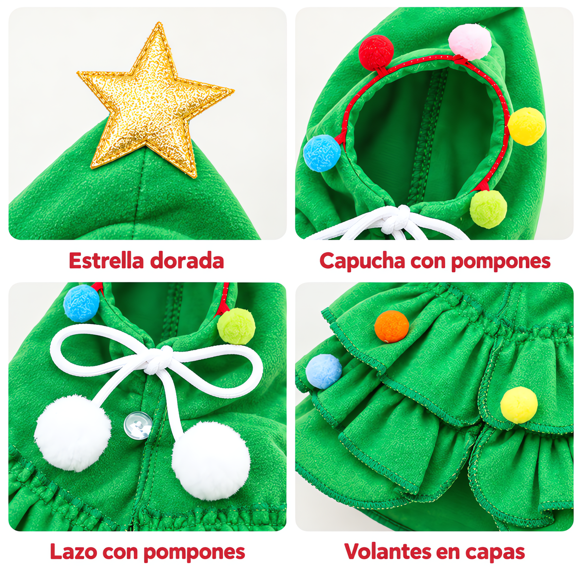 Disfraz navideño para perro con forma de árbol de navidad