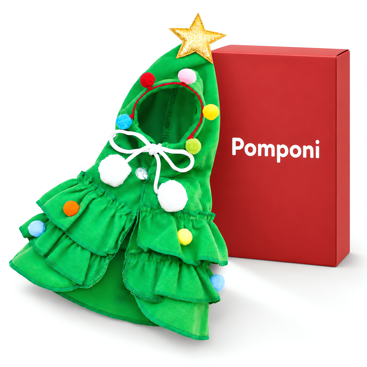 Disfraz navideño para perro con forma de árbol de navidad
