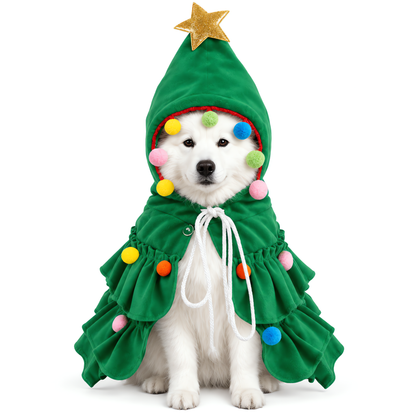 Disfraz navideño para perro con forma de árbol de navidad